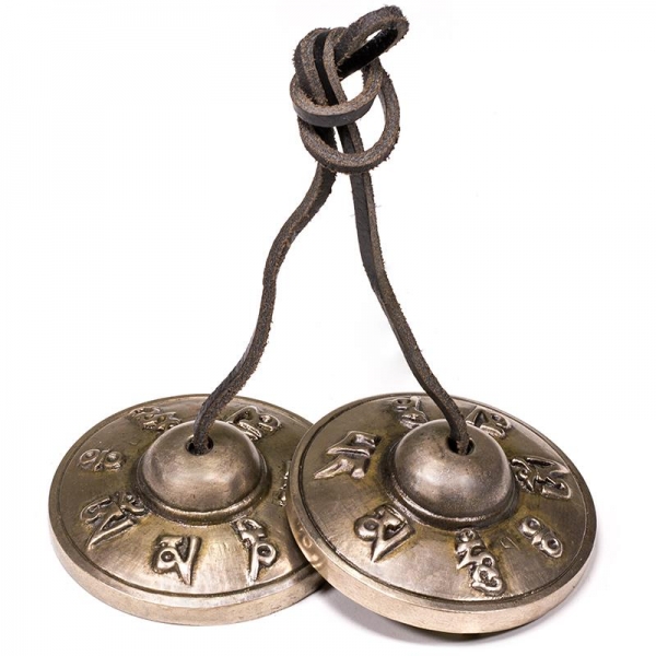 Cymbals Ø ca. 5 cm mit Mantra 'Om Mani Padme Hum'