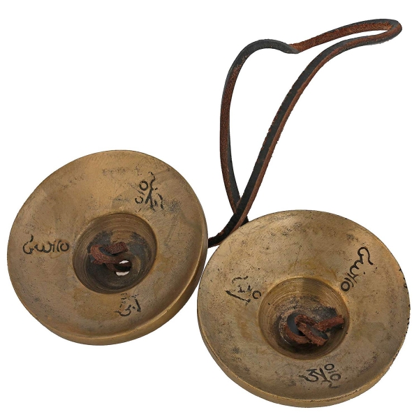 Cymbals Ø ca. 5 cm mit Mantra 'Om Mani Padme Hum'