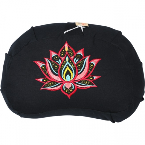 Zafu Halbmondkissen 'Lotus' - Schwarz